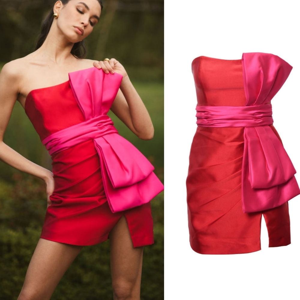 NWT Hutch Narcisa Bow Detail Strapless Mini Dress